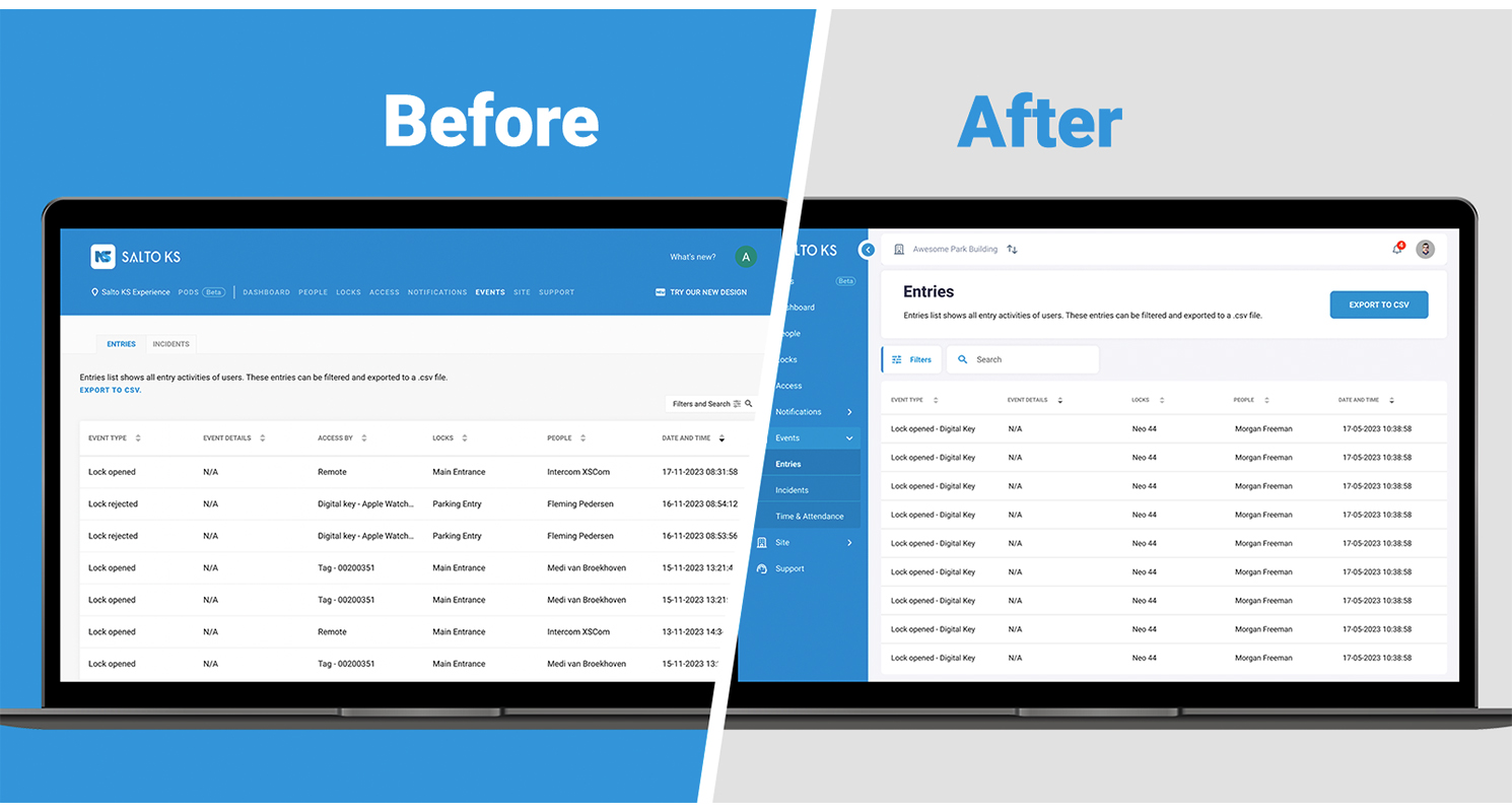 The Improved SALTO KS Web App: Pod, Site, and Events