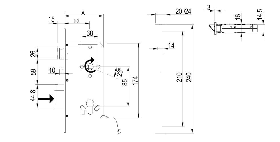 XS4 LE8P - European Mortise Lock | Salto Systems